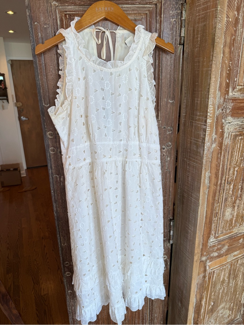 JCrew White Eyelet Ruffle Dress
